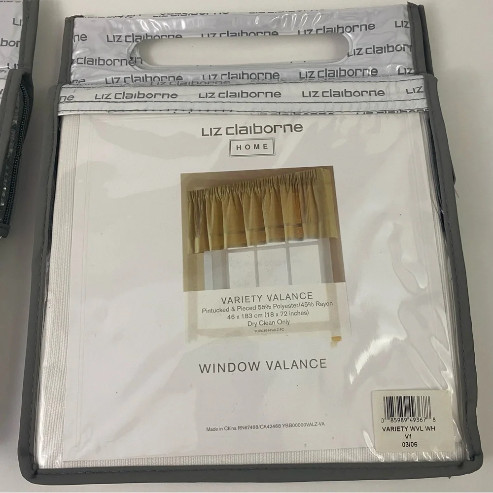 2x Liz Claiborne Home Variety Window Valance Pintucked & Pieced 18x72